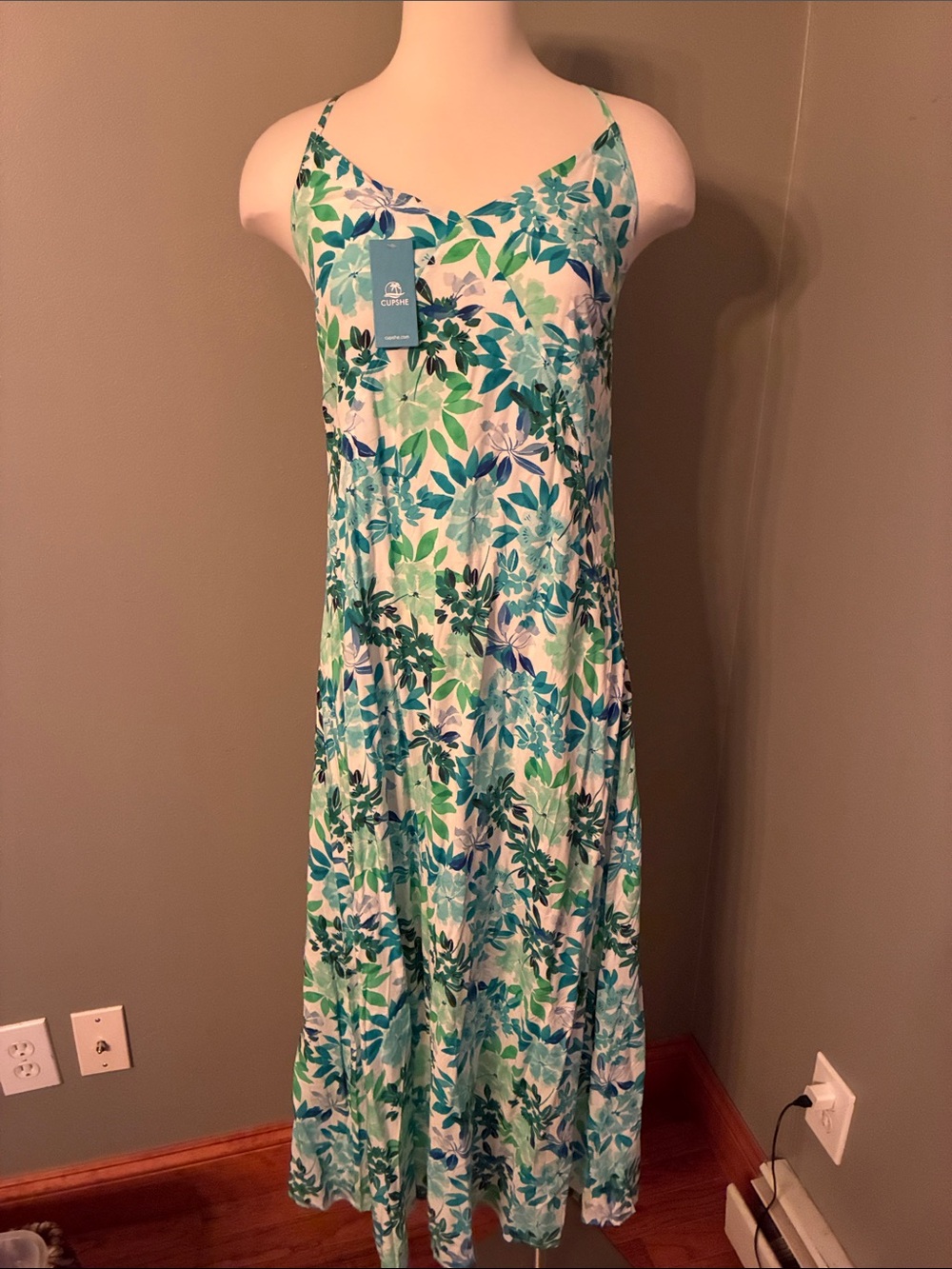 Cupshe Green & Blue Floral Slip Maxi Dress